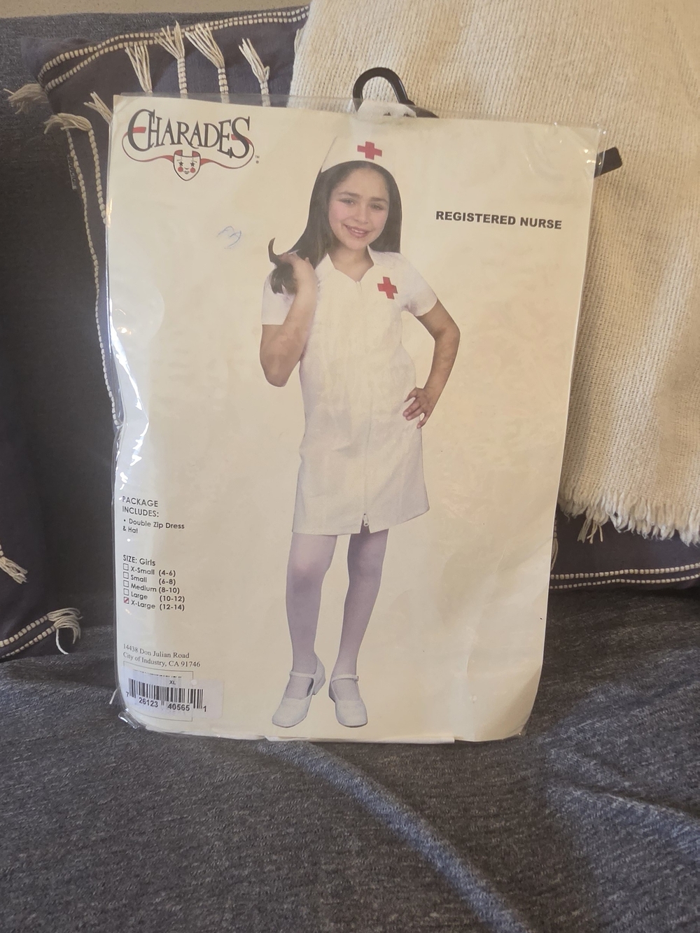 Girls Registered Nurse Halloween Costume - White with Red Cross